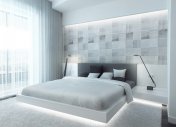 спальня в белом цвете, 3d визуализация интерьера минск
