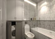 дизайн ванной с плиткой керамин, интерьер маленькой ванны в классическом стиле