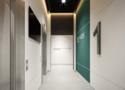 дизайн интерьера коридора, интерьер лифтового холла, современный лифтовой холл