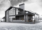дизайн фасада дома, проект современного жилого дома, проект дома с террасой