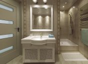 дизайн интерьера душевой, ванна в классическом стиле, классическая ванна, 3d визуализация ванной комнаты, арт-деко